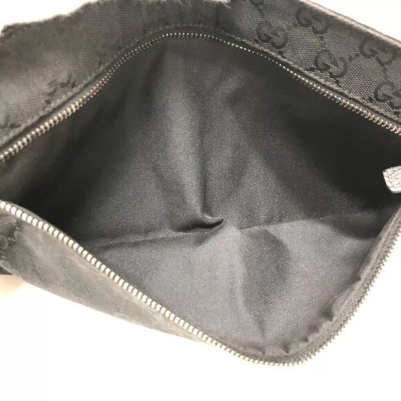Auth GUCCI 28566 GG body bag Belt bag Waist Pouch Black/SilverHardware main image 11